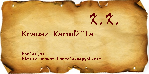 Krausz Karméla névjegykártya